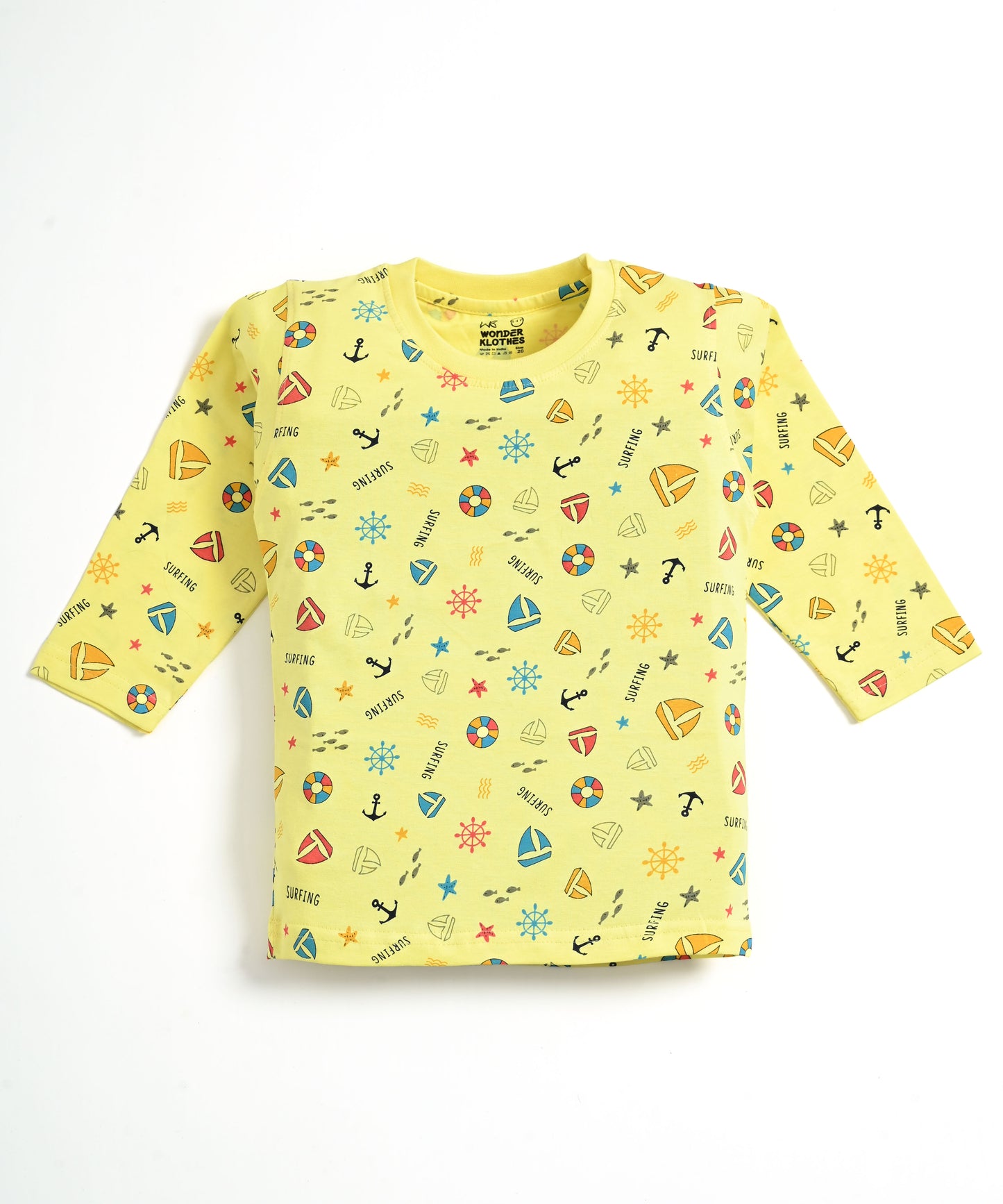 Surfing Beach Full Sleeves T-Shirt & Pyjama Set