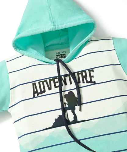 Adventure Full Sleeves Hooded Sweatshirt & Joggers Set | Green