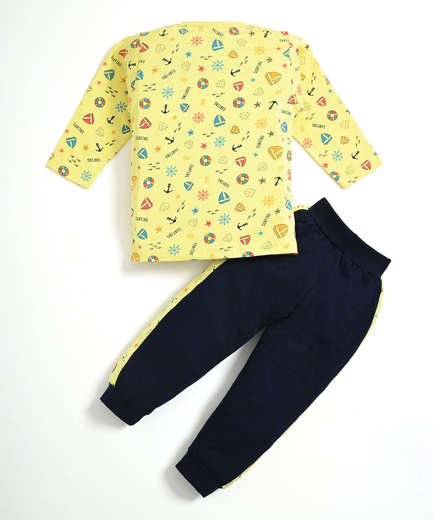 Surfing Beach Full Sleeves T-Shirt & Pyjama Set