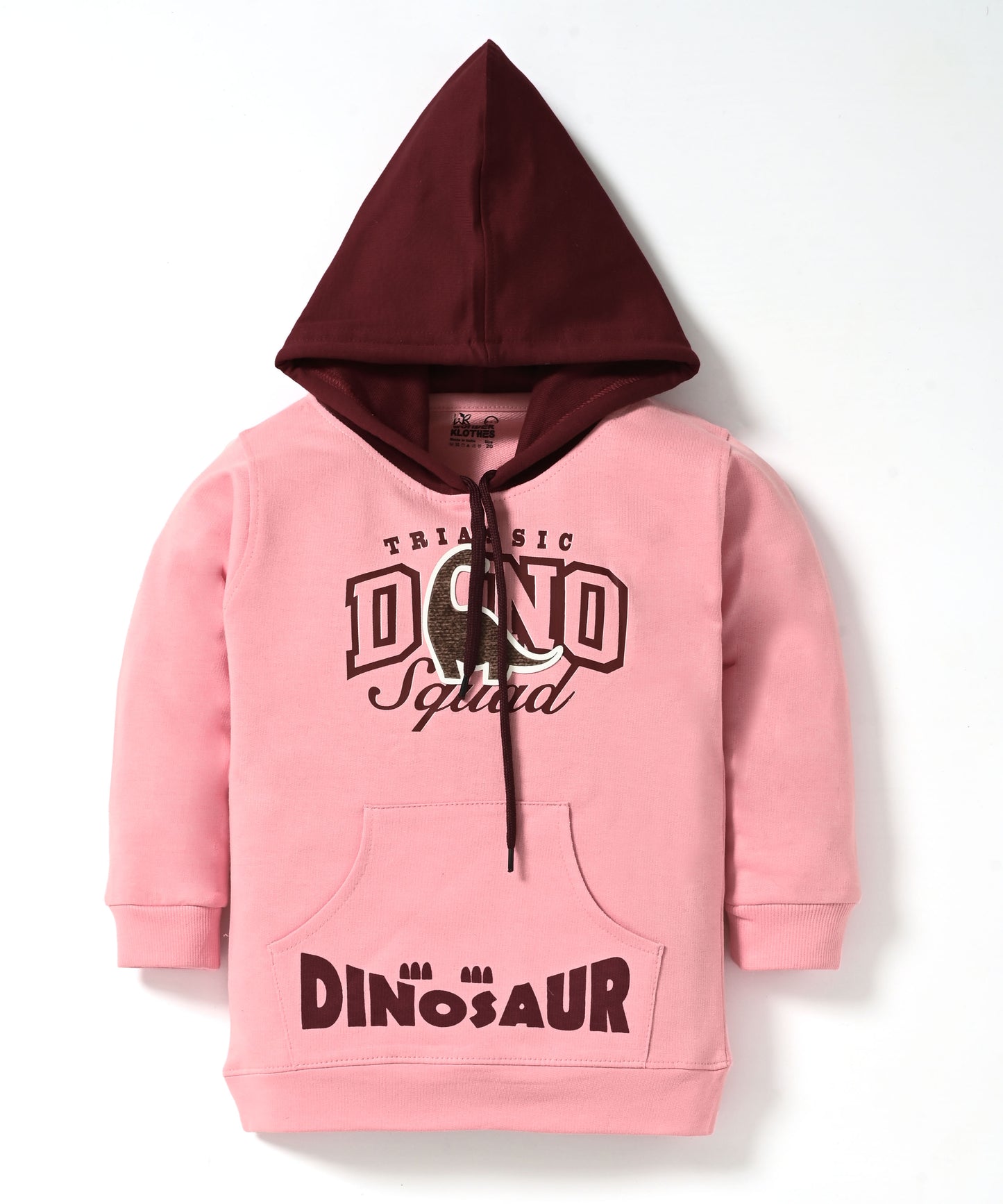 Dino Squad Full Sleeves Hooded Sweatshirt & Joggers Set | Pink