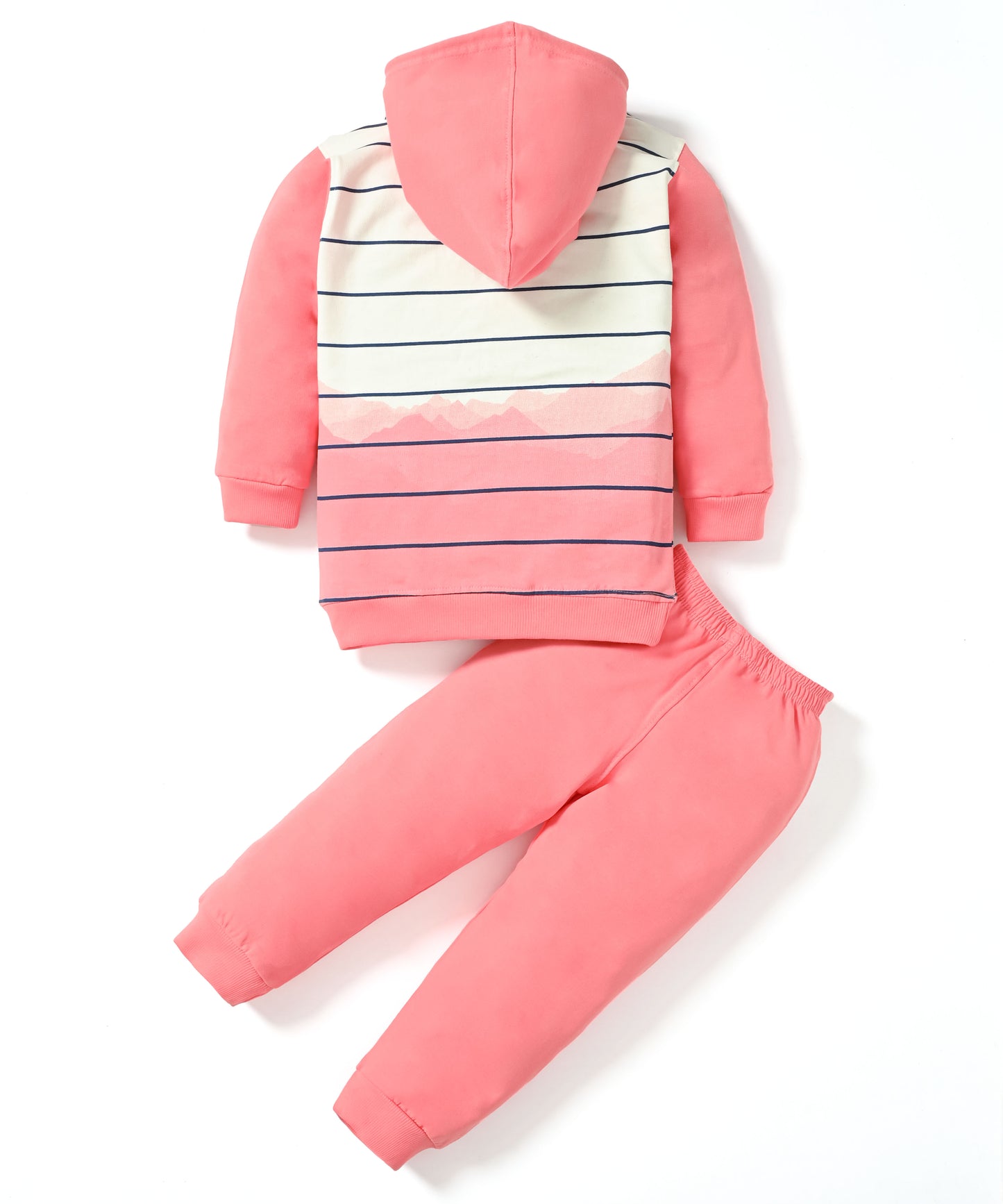 Adventure Full Sleeves Hooded Sweatshirt & Joggers Set | Pink