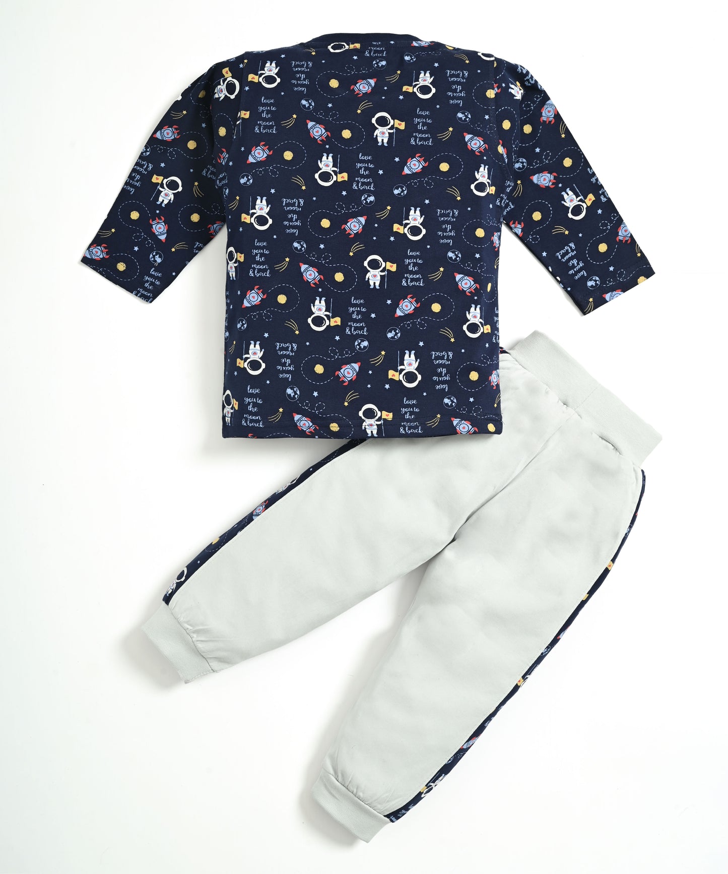Moon Space and Surfing Beach Full Sleeves T-Shirt & Pyjama Set | Pack of 2
