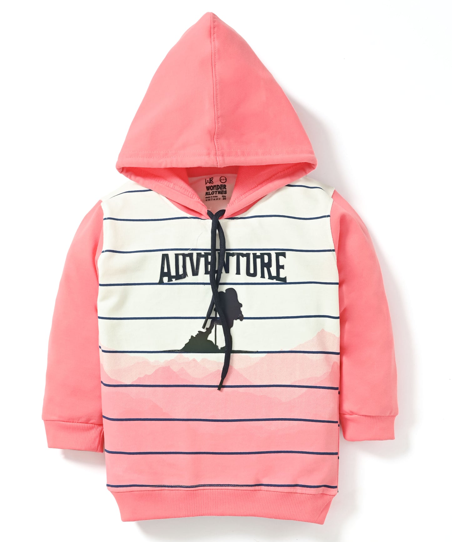 Adventure Full Sleeves Hooded Sweatshirt & Joggers Set | Pink