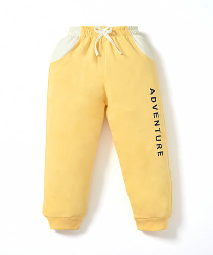 Adventure Full Sleeves Hooded Sweatshirt & Joggers Set | Yellow