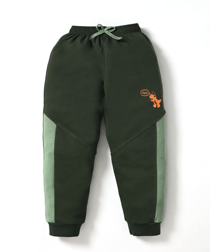 Dino Squad Full Sleeves Hooded Sweatshirt & Joggers Set | Green