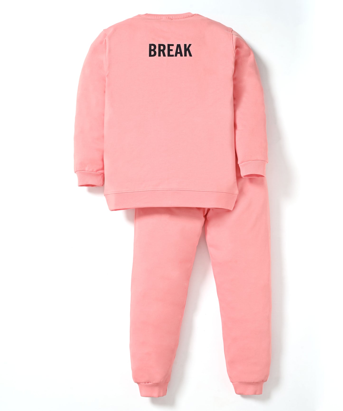 Break Your Limit Full Sleeves Sweatshirt and Joggers Set | Pink