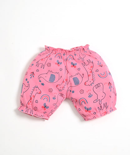 Jungle Joy Short Sleeves Frock & Bloomer Pant Set | Pink