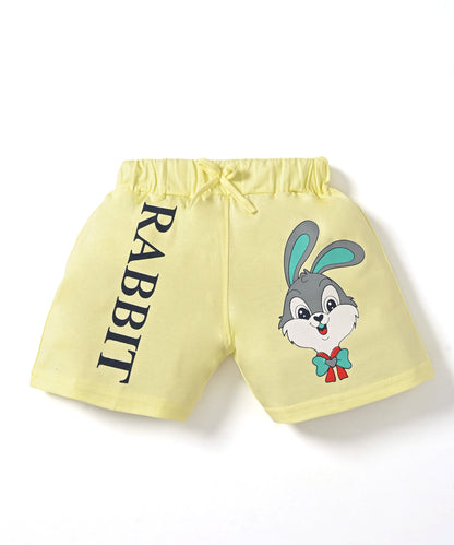 Rabbit Short Sleeves Top & Hot Pant Set | Yellow