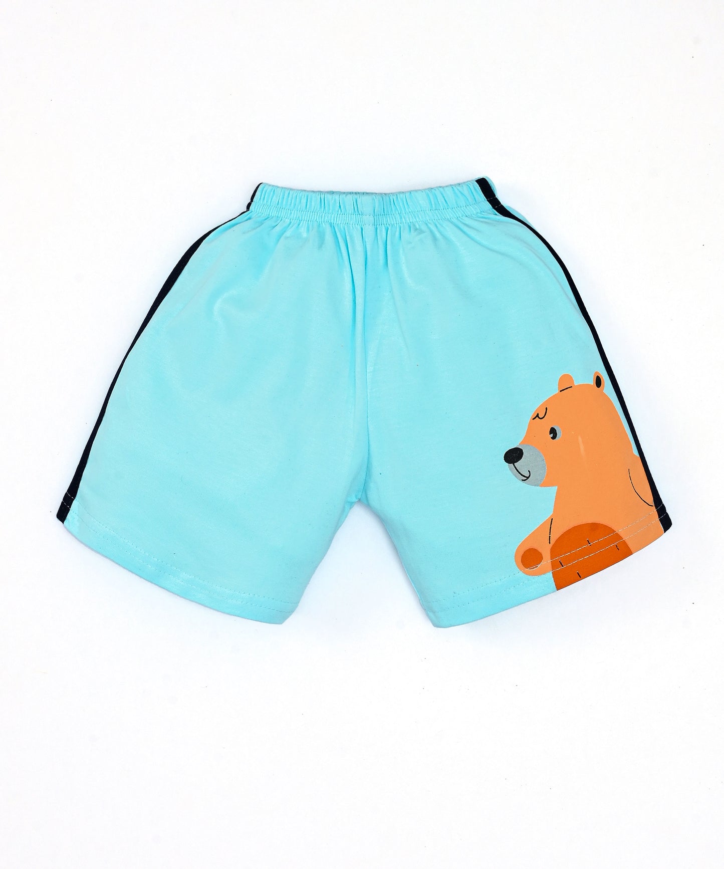 Oh What Fun Half Sleeves Shoulder Open T-Shirt & Half Pant Set | Blue