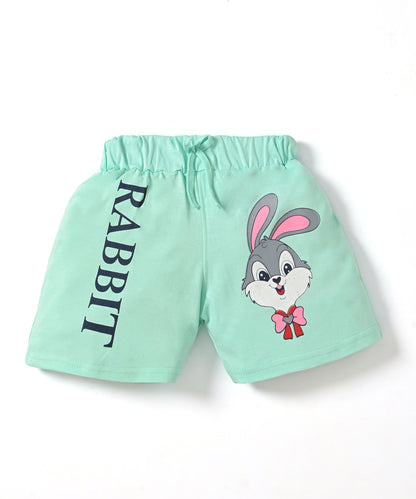 Rabbit Short Sleeves Top & Hot Pant Set | Green