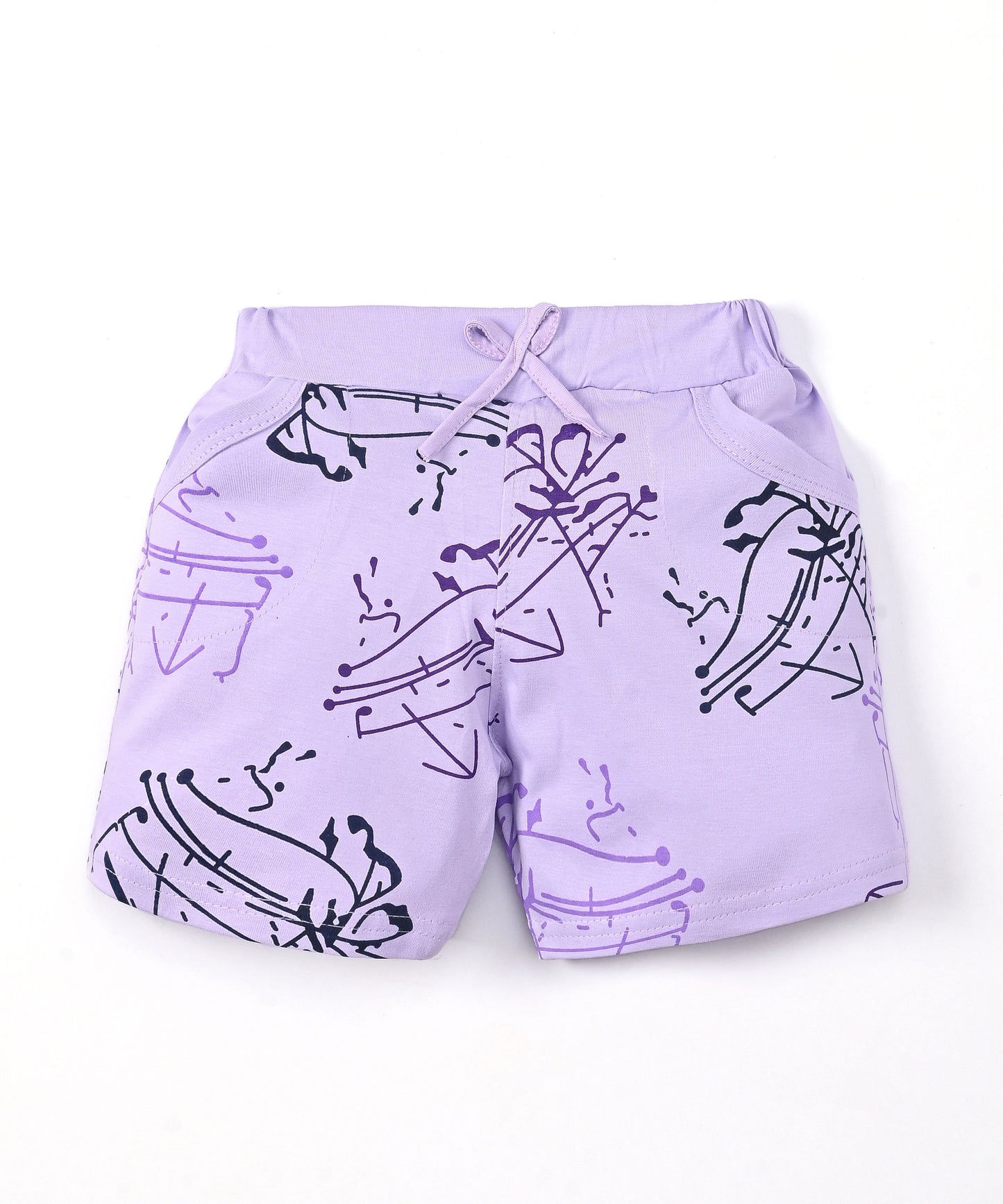 Butterfly Knot Short Sleeves Top & Hot Pant Set | Violet