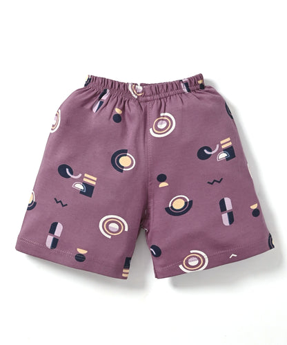 Artsy Shapes Half Sleeves Front Open T-Shirt & Half Pant Set