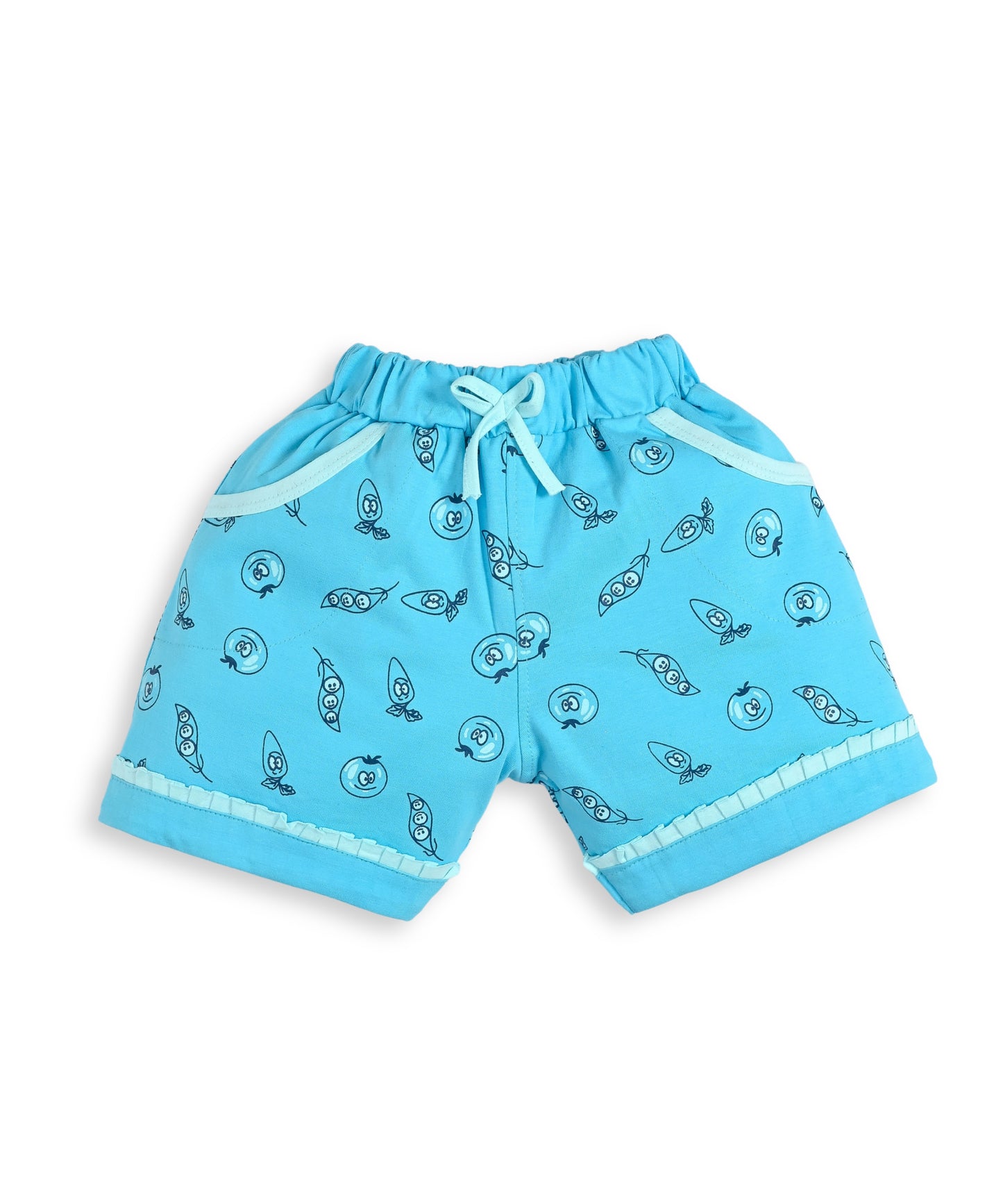 Eat More Veggies Short Sleeves Top & Hot Pant Set | Blue