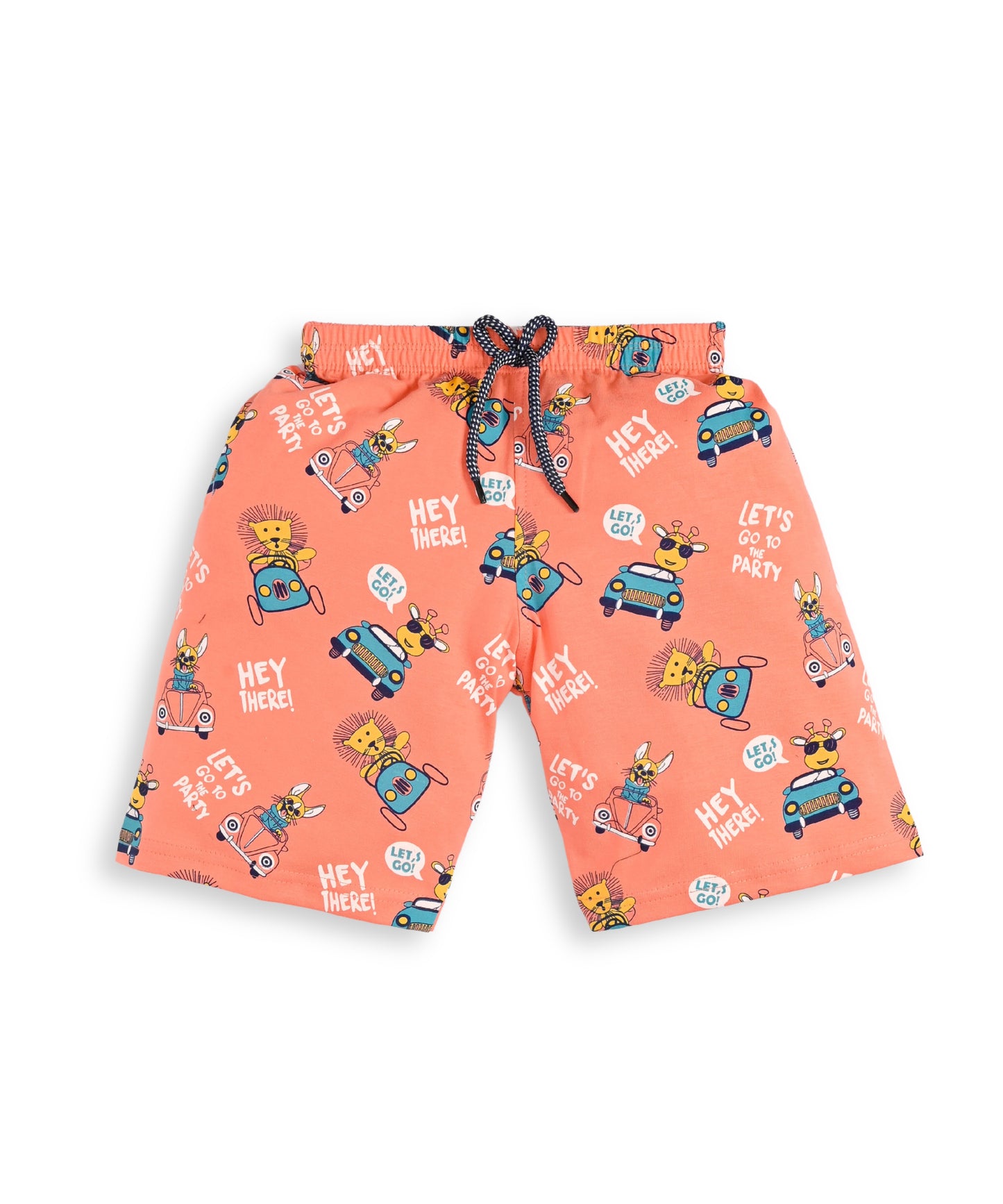 Animal Safari Half Sleeves T-Shirt & Shorts Set | Orange