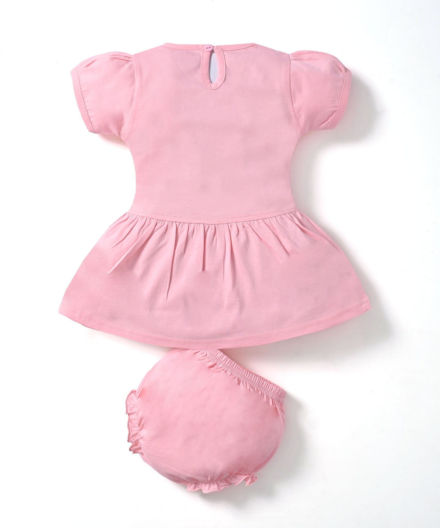 Hello Spring Half Sleeves Frock & Bloomer Pant Set | Pink