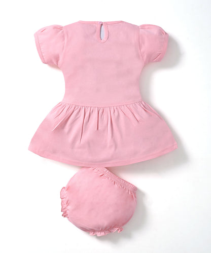 Hello Spring Half Sleeves Frock & Bloomer Pant Set | Pink