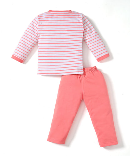 Elephant Night Full Sleeves T-Shirt & Pyjama Set | Orange
