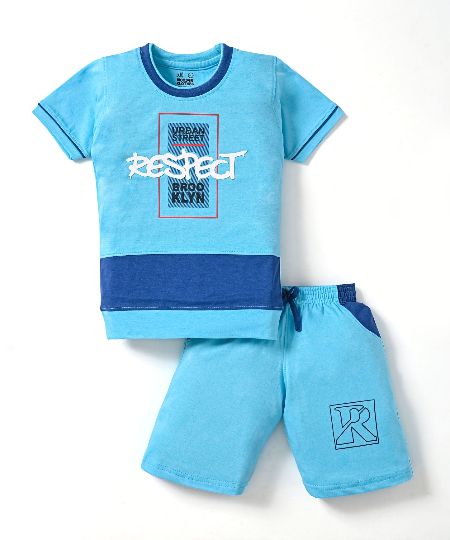 Respect Half Sleeves T-Shirt & Shorts Set | Blue