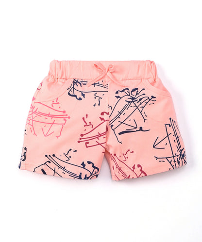 Butterfly Knot Short Sleeves Top & Hot Pant Set | Pink