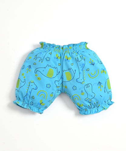 Jungle Joy Short Sleeves Frock & Bloomer Pant Set | Blue