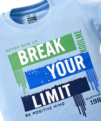 Break Your Limit Full Sleeves Fleece Sweatshirt and Joggers Set | Blue