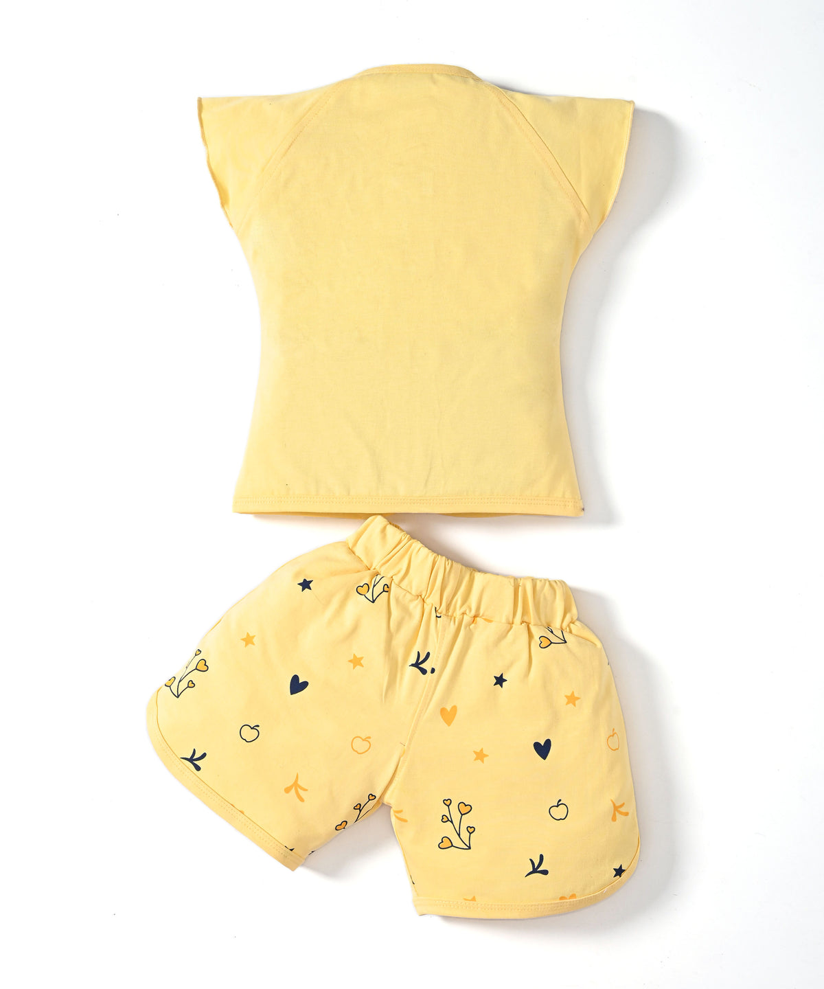 Apple Jar Raglan Short Sleeves Front Open Top & Hot Pant Set | Yellow