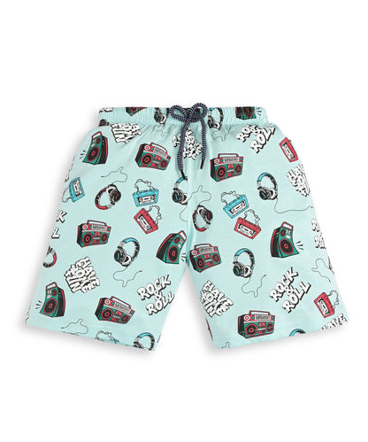 Music Gadgets Half Sleeves T-Shirt & Shorts Set | Blue