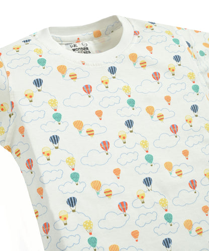 Hot Air Balloon Full Sleeves T-Shirt & Pyjama Set