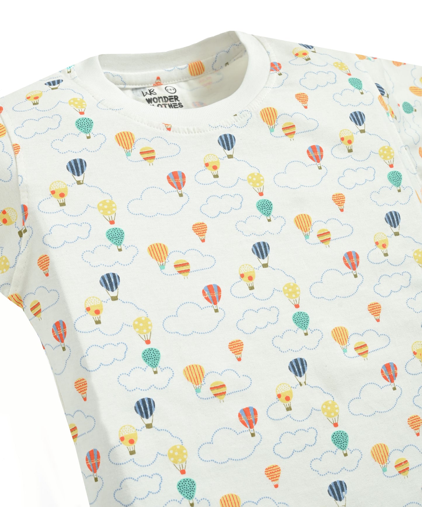 Hot Air Balloon and Moon Space Full Sleeves T-Shirt & Pyjama Set | Pack of 2
