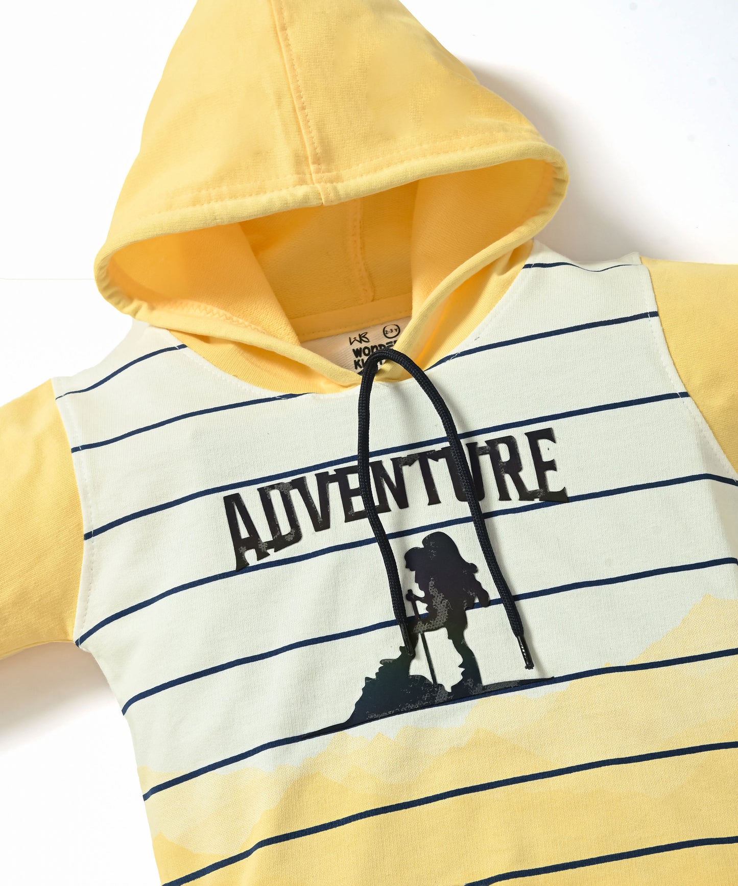 Adventure Full Sleeves Hooded Sweatshirt & Joggers Set | Yellow