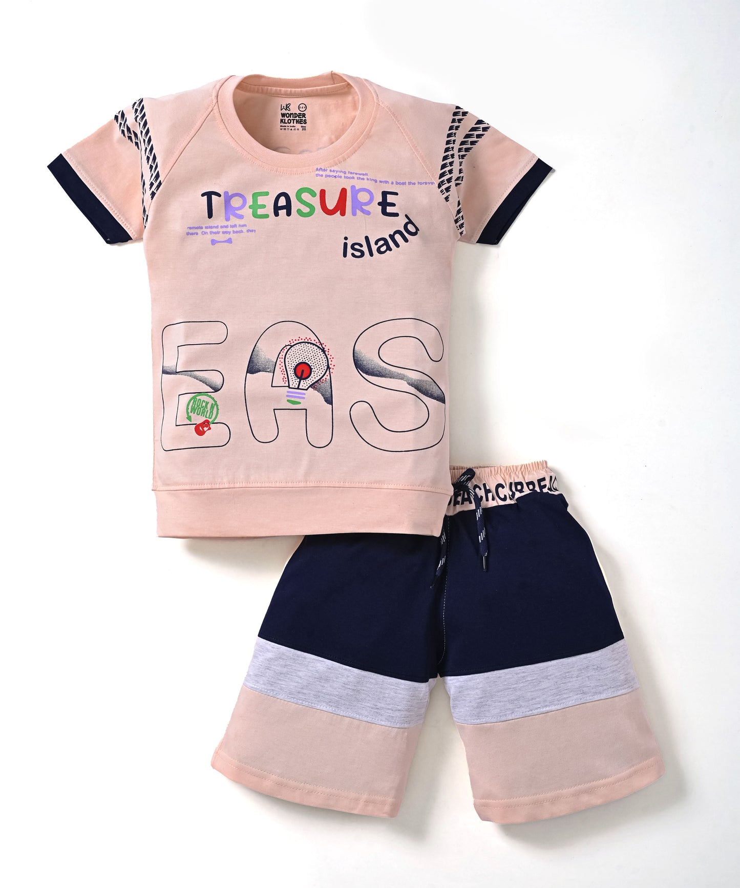 Treasure Island Raglan Half Sleeves T-Shirt & Shorts Set | Orange