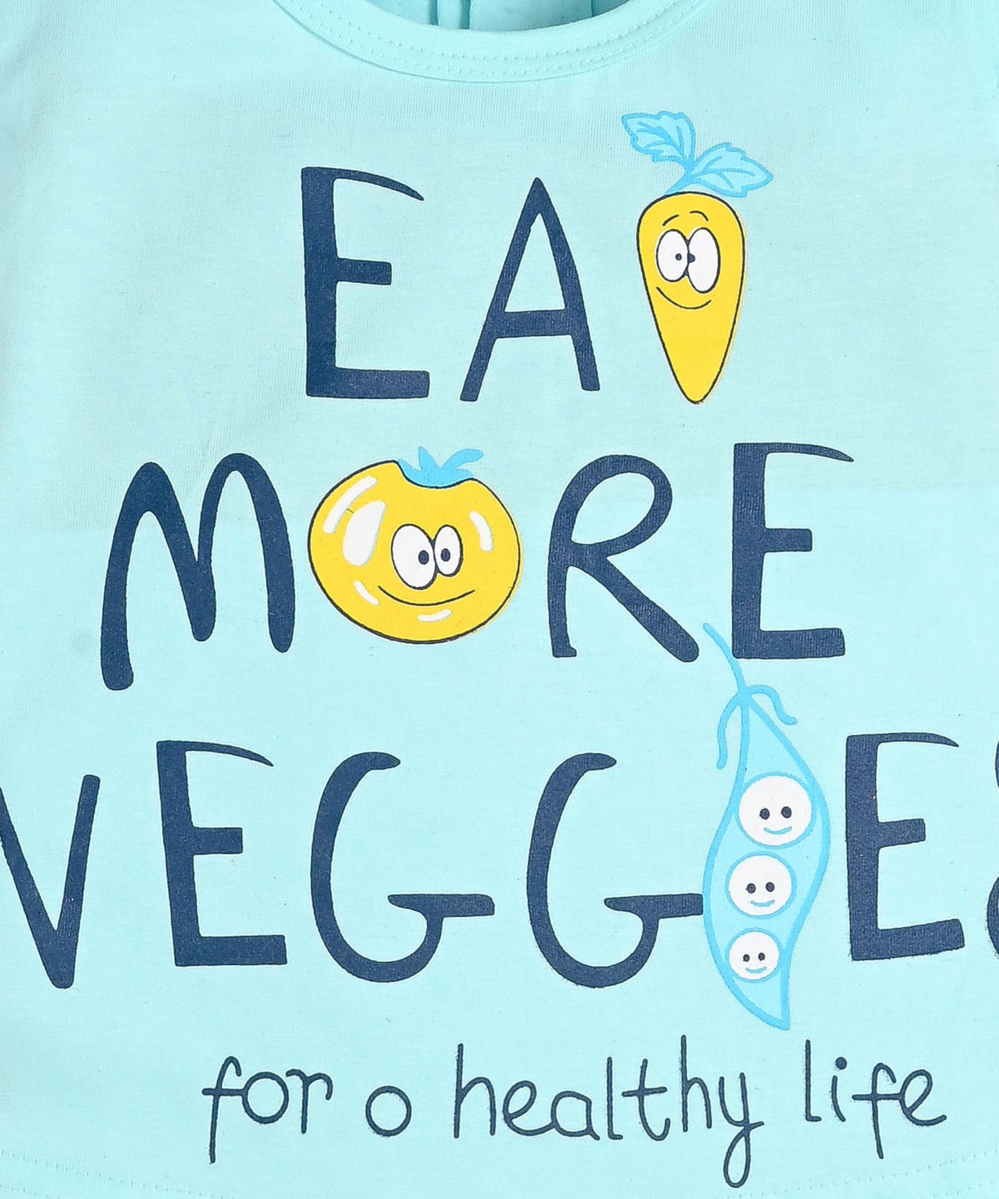 Eat More Veggies Short Sleeves Top & Hot Pant Set | Blue