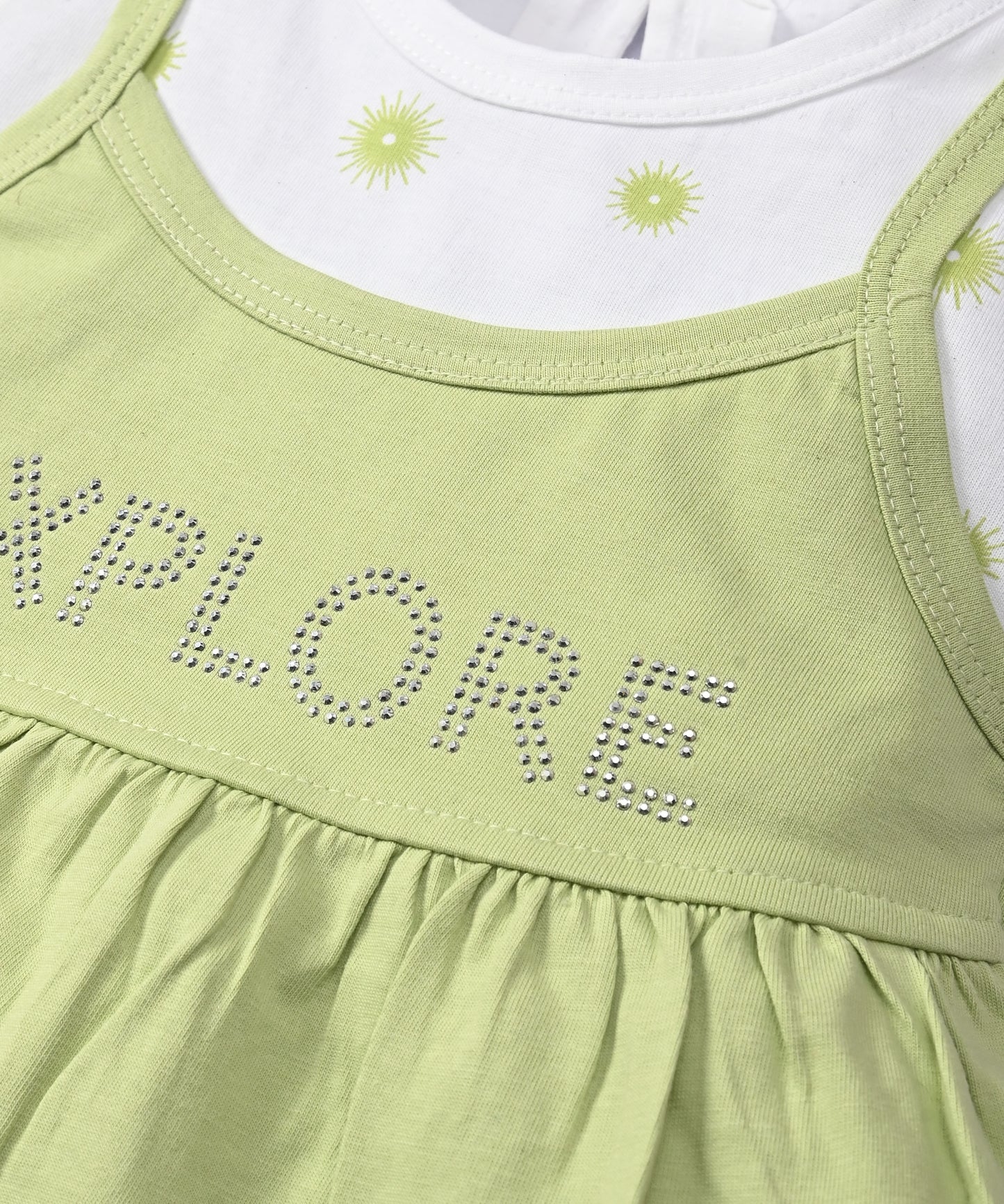 Explore Minnie Half Sleeves Frock & Bloomer Pant Set | Green