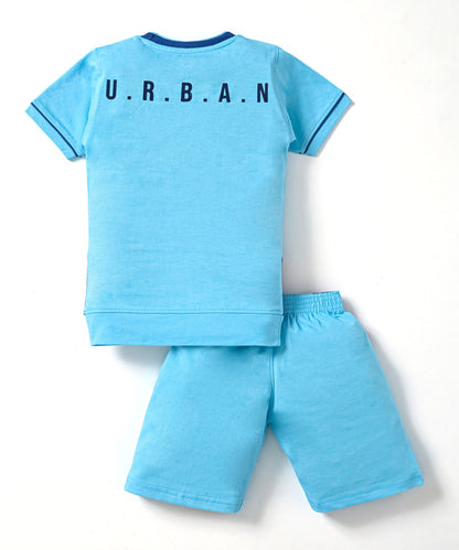 Respect Half Sleeves T-Shirt & Shorts Set | Blue