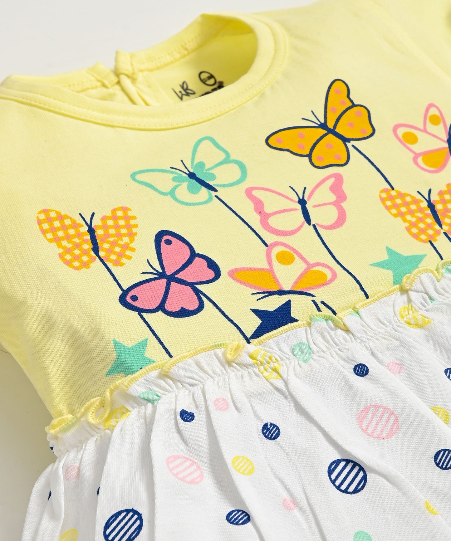 Butterfly Garden Short Sleeves Frock & Bloomer Pant Set | Yellow