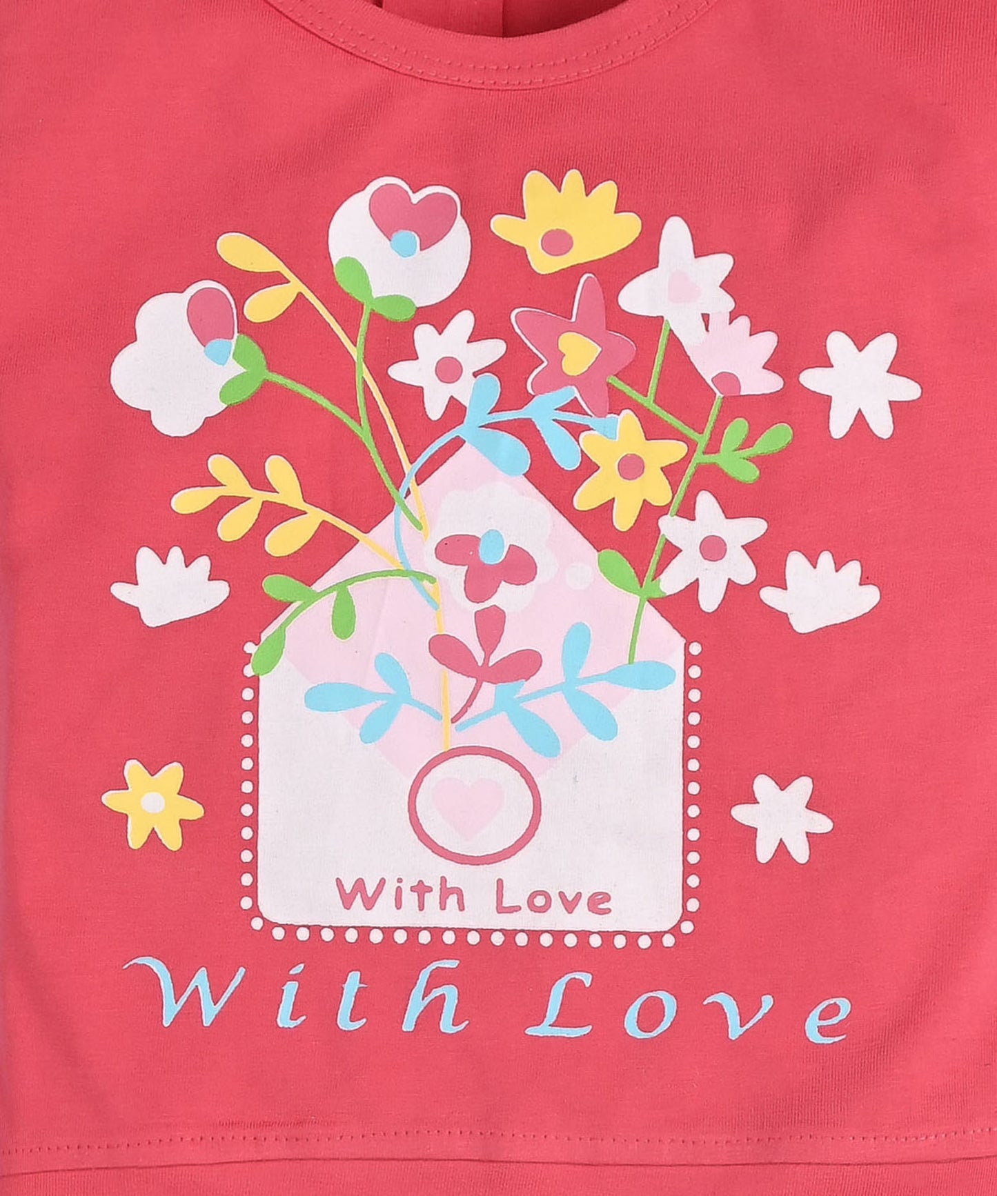 With Love Half Sleeves Top & Skirt Set | Pink