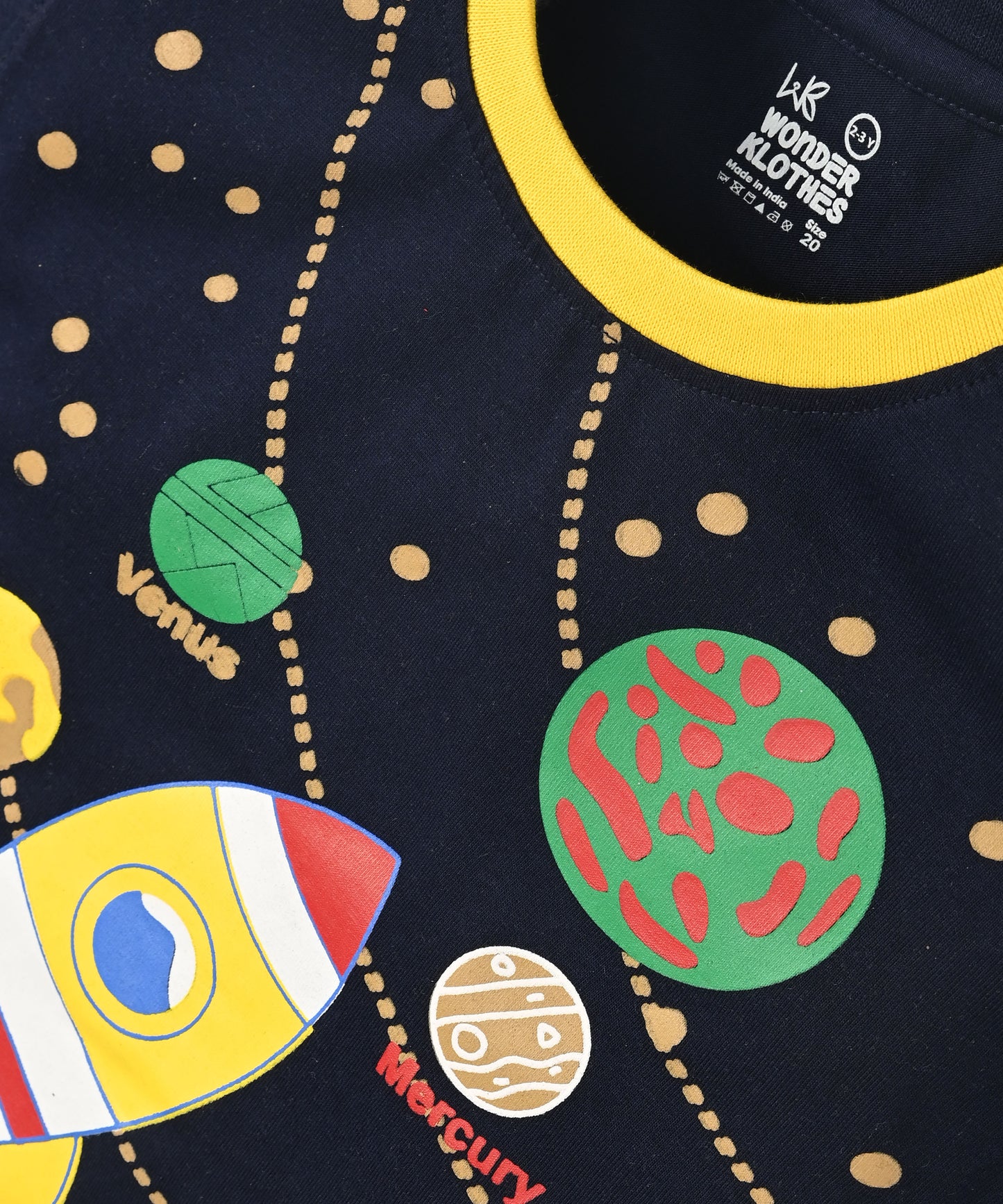 Space Explorer Half Sleeves T-Shirt & Shorts Set | Yellow