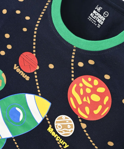 Space Explorer Half Sleeves T-Shirt & Shorts Set | Green