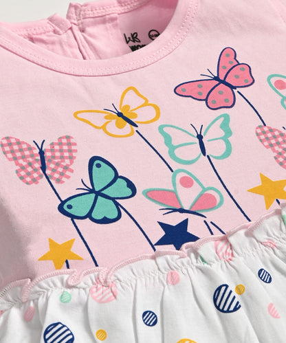 Butterfly Garden Short Sleeves Frock & Bloomer Pant Set | Pink