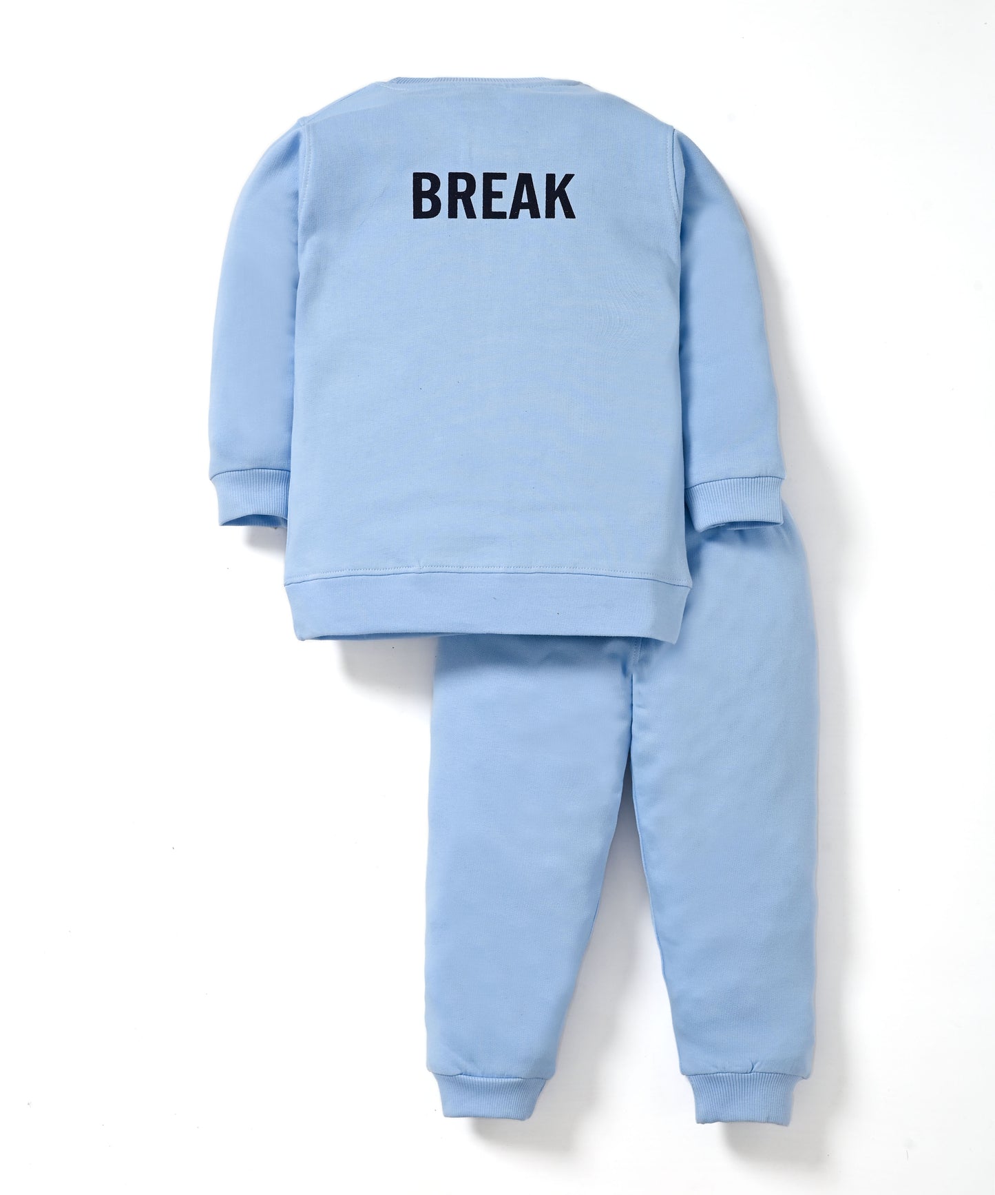 Break Your Limit Full Sleeves Fleece Sweatshirt and Joggers Set | Blue