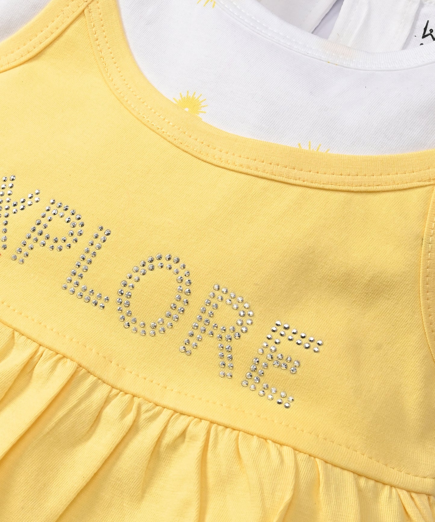 Explore Minnie Half Sleeves Frock & Bloomer Pant Set | Yellow