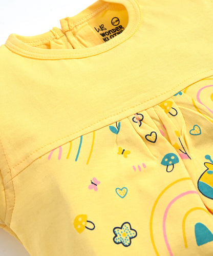 Jungle Joy Short Sleeves Frock & Bloomer Pant Set | Yellow