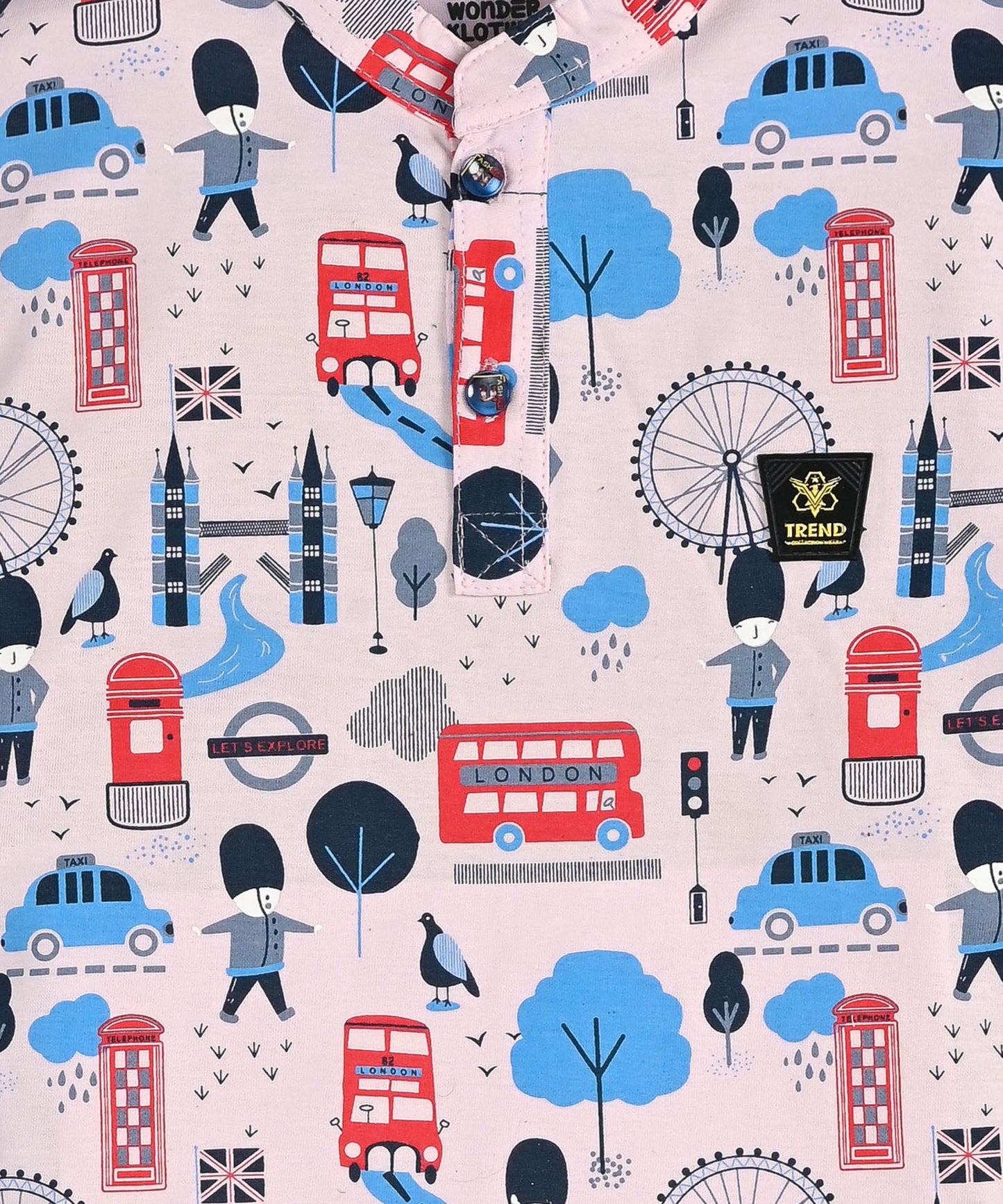 Iconic London Half Sleeves T-Shirt & Shorts Set | Pink