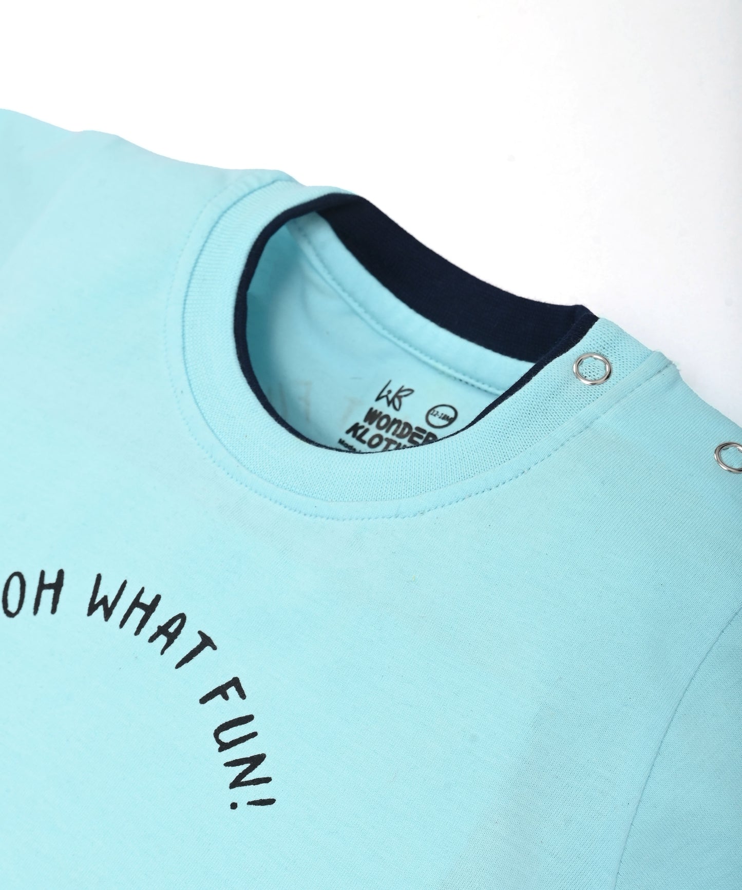 Oh What Fun Half Sleeves Shoulder Open T-Shirt & Half Pant Set | Blue
