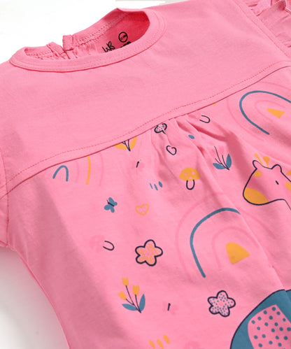 Jungle Joy Short Sleeves Frock & Bloomer Pant Set | Pink