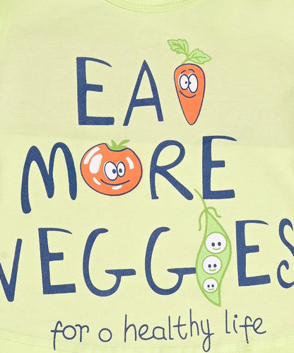 Eat More Veggies Short Sleeves Top & Hot Pant Set | Green