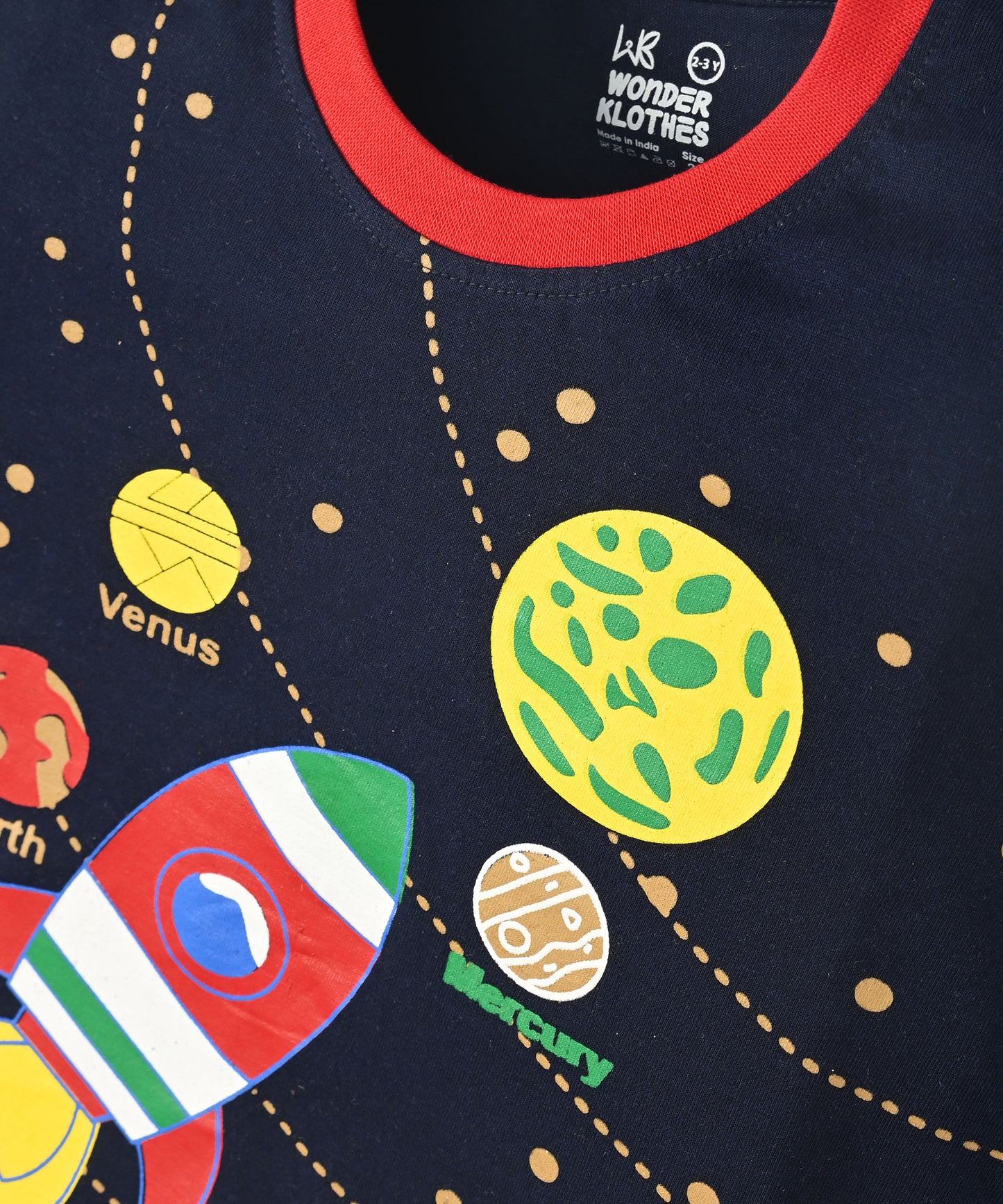 Space Explorer Half Sleeves T-Shirt & Shorts Set | Red