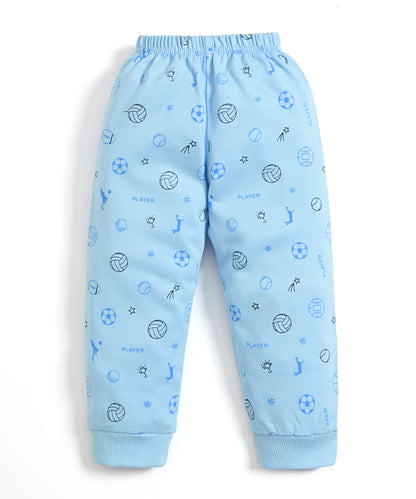 Basketball Full Sleeves Front Open Hooded Sweatshirt & Joggers Set | Blue