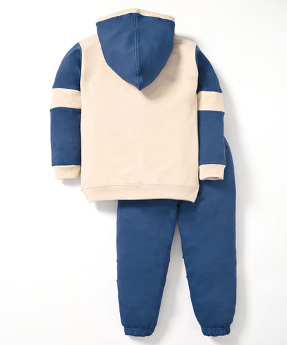 Boba Bear Full Sleeves Hooded Sweatshirt and Joggers Set | Blue
