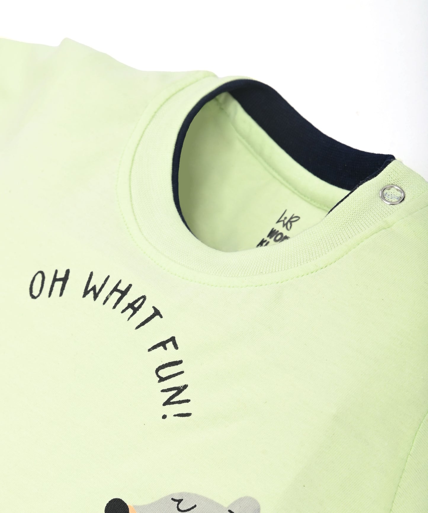 Oh What Fun Half Sleeves Shoulder Open T-Shirt & Half Pant Set | Green